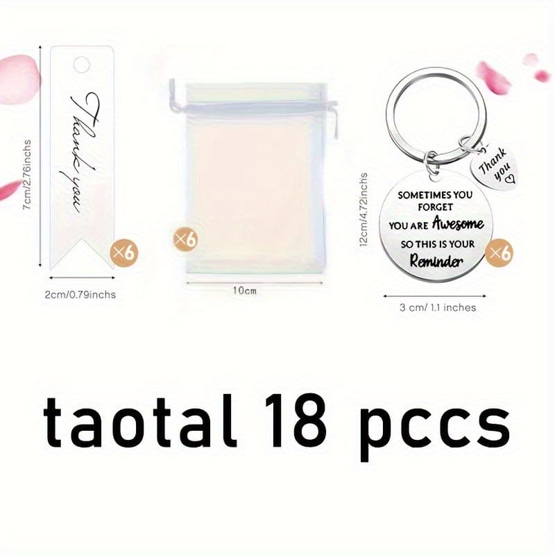 TEMU 18pcs Keychain Set With Strap Bag And Thank You Card- Elegant Thank You Gifts For Colleagues, Employees And Team .
