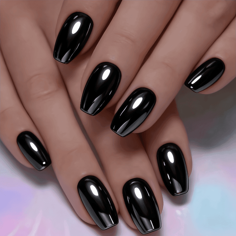 TEMU 48pcs Series - High-gloss , Square Nail Shape, Detachable Press-on Minimalist Style Nail Art, Daily Commuting Nail Decoration
