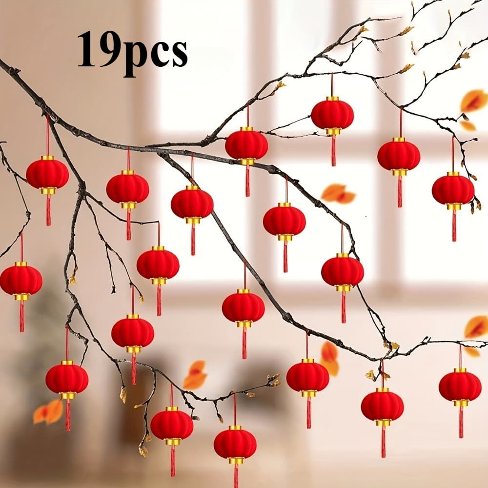 TEMU 19 Mini Decorations With - Traditional Chinese New Year And Wedding Hanging Decorations, 1.381.57inch, Pvc Material, No Electricity Required, Gift For The 2026 New Year