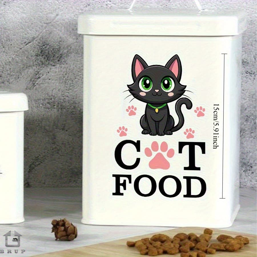 TEMU Cute Cartoon Cat Stickers For Cat Food Containers - Removable Vinyl Cling Decals With Kitty Design, Pet Food Storage Decor For Kitchen & Cat Lover Gift