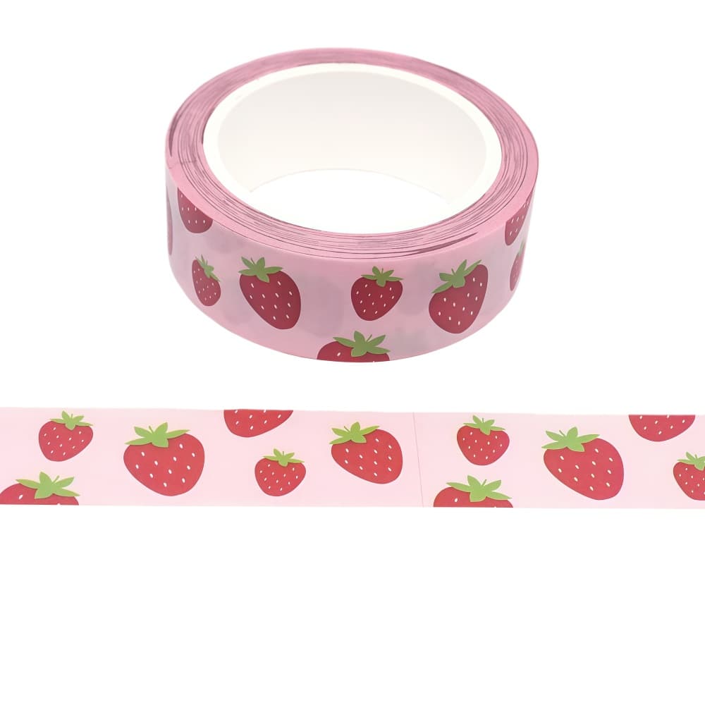 TEMU 1pc Fresh Fruit Strawberry And Paper Tape For Journal Decoration / Handmade Versatile Material Tape Roll, Easy To Tear