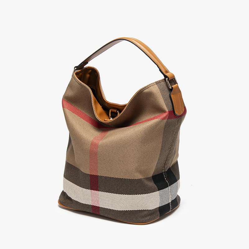 TEMU Plaid Bucket Bag, Retro And Durable, Suitable For Daily Storage, Commuting And Shopping, A Practical Gift
