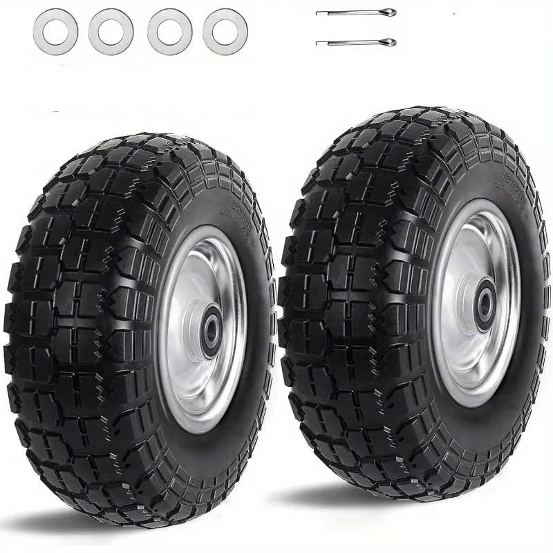 TEMU 2-pack Of 10-inch Tires, Heavy-duty, High Quality Solid Tires, 5/ 8-inch Axle Hole, 2.2-inch Offset , Suitable For Wheelbarrows, , And Outdoor Cart Replacement Parts