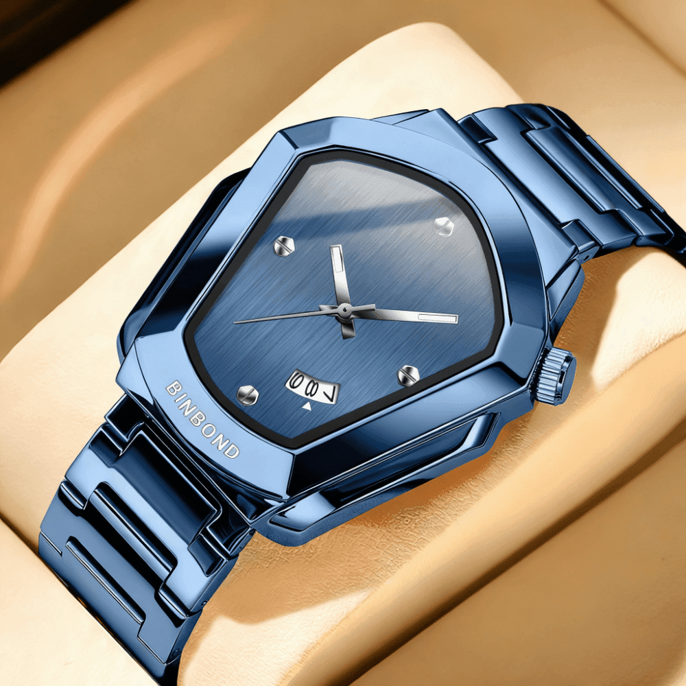 TEMU Men's Watch With Unique Minimalist Style, Quartz Watch With Irregularly Shaped Dial, Business Wristwatch
