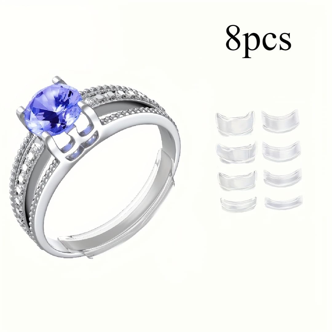 TEMU 8pcs Adjustable Ring Sizer Set - Non-slip Fit, Pads For Loose Rings, Portable Jewelry Adjuster, Suitable For Oversized Accessories, Fits Finger Sizes