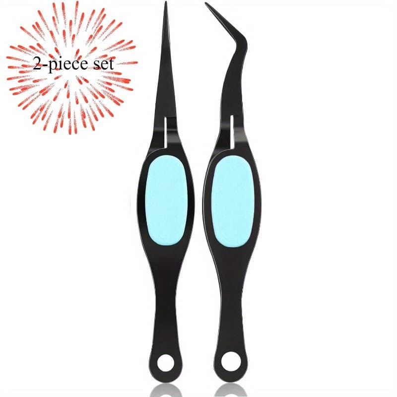TEMU 2pcs Craft Tweezers With Crossing Lock Stainless Soft Gripping Tweezers Precision Tweezers For Craft, Jewelry, Beading, Electronics,