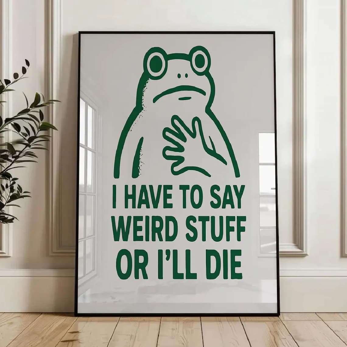 TEMU 1pc Print - Vintage Retro Humorous Frog Poster Suitable For Bedroom & Living Room Decor - Minimalist Meme Stock Wall Aesthetic - Unframed Ink Painting Poster