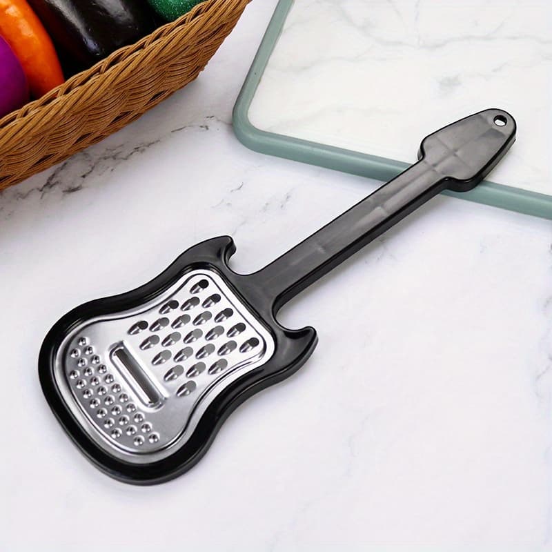 TEMU 1pc 3-in-1 Stainless Steel Cheese Grater, Guitar-shaped With Plastic Handle - Hard Cheeses, , , Ginger, Vegetables, Chocolate, Fruits - Tool, Cheese Slicer