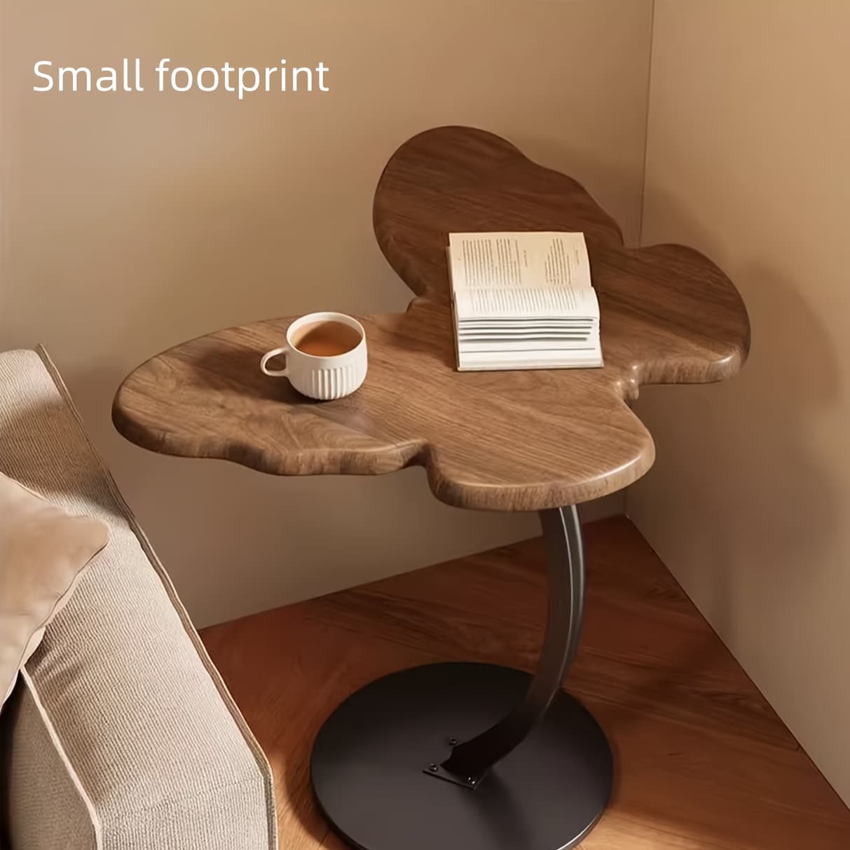 TEMU -shaped Side Table | Small Retro Coffee Table | Sturdy Metal Base | Living Room And Bedroom Decor | Modern Furniture Shelf, Suitable For Spaces