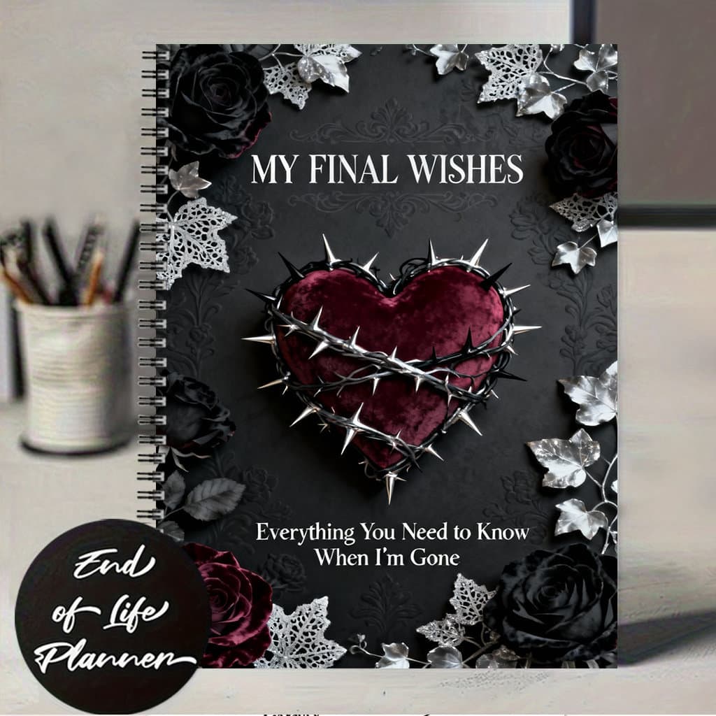 TEMU 1pc Dark Gothic Style Thorns Red Heart Black Red Leaf Mysterious "my " Planner, Planner, Suitable For , Daily Schedule Management, And Tracking, Time Management, Task Planning