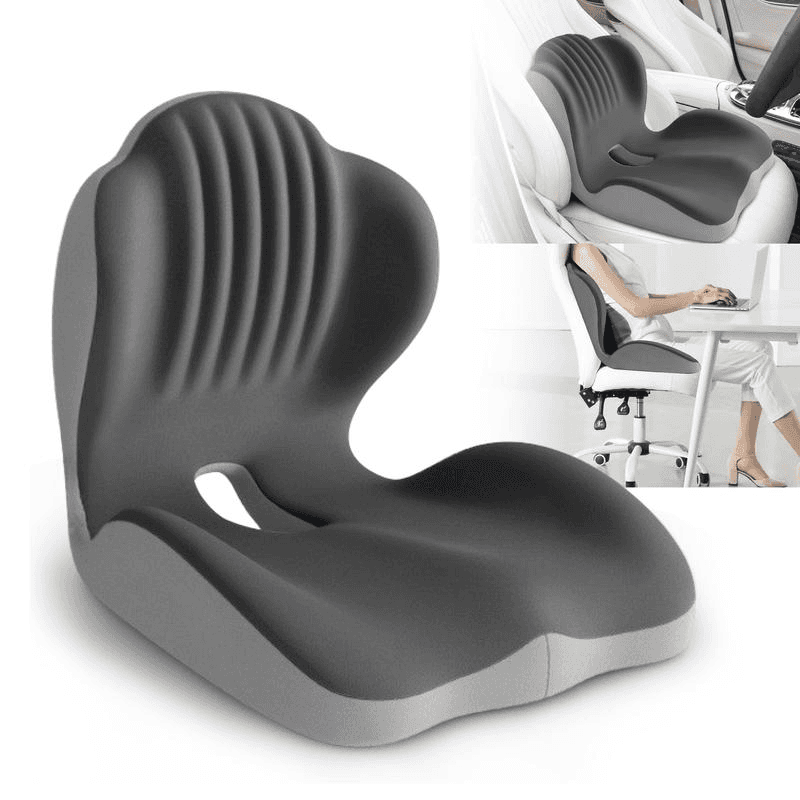 TEMU Ergonomic Memory Foam Seat Cushion | Lumbar And Back Support, For Office, Stools, And Car Seats, Back Pain, Reduces Pressure, For Parents , Lightweight, Portable, Medium