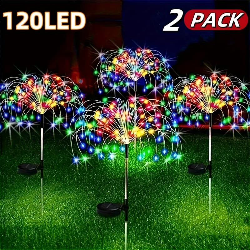 TEMU 2/6pcs (warm/ Color) Solar Firework Lights 240/720 Leds In Total. Outdoor Garden Decor. 8 Lighting .multicolor Pathway Lights For Yard Patio. Weddings Christmas Decoration.outdoor Solar Lights.