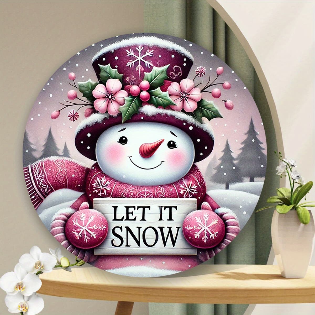 TEMU 1 Decorative Aluminum Sign Measuring 7.87x7.87 Inches Featuring A Snowman Design, Perfect For Enhancing The Decor Of Your Home, Bar, Garage, Cafe