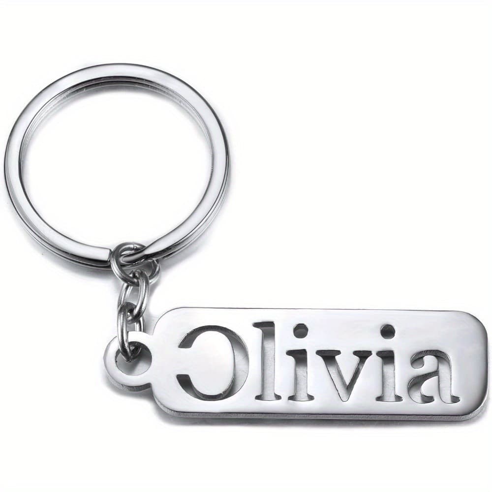 TEMU Customized Half-chain Keychain Personalized Stainless Steel Keychain - Custom Name Engraving, Hypoallergenic, Perfect Gift, Daughters And Wives Suitable For Men And Women.