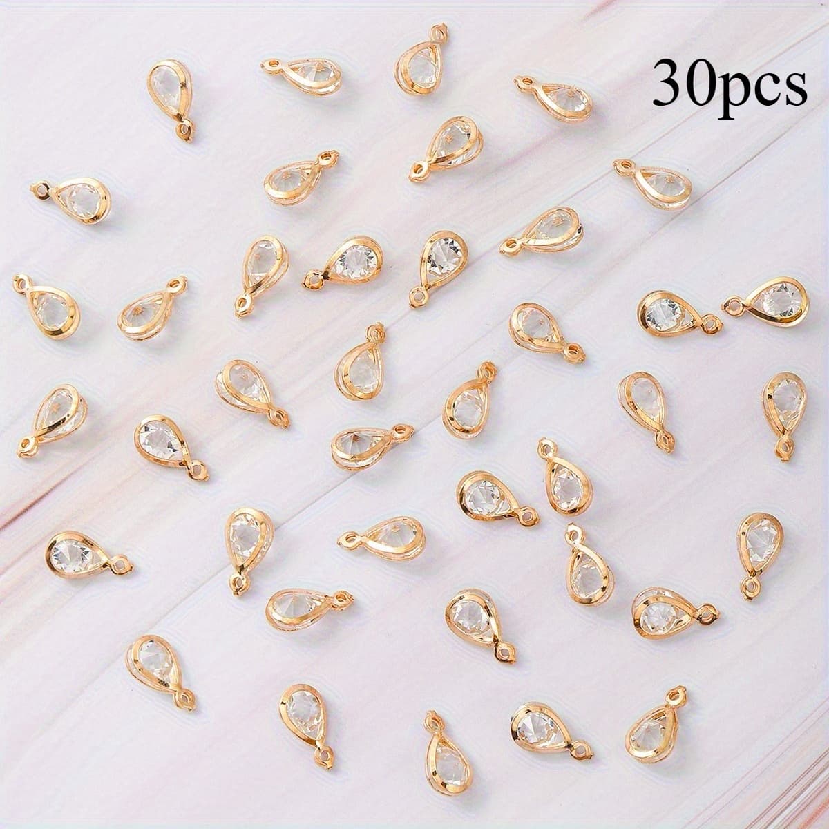 TEMU 30pcs Of Water Drop-shaped Pendants With For Jewelry, Suitable For Ladies' Necklaces And Costume Matching