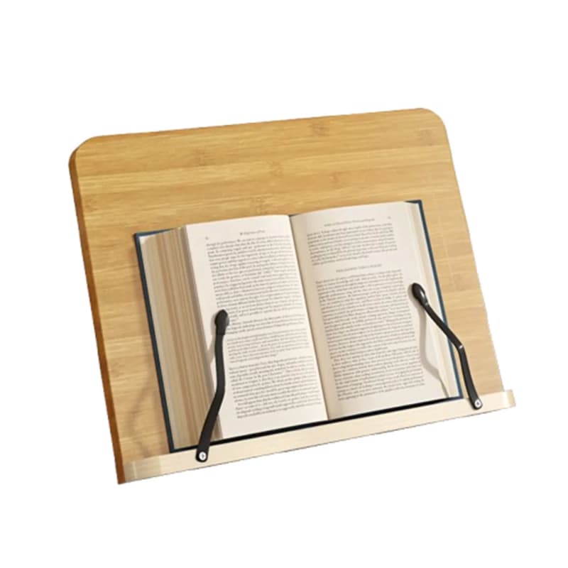 TEMU Adjustable Wooden Book Holder With , Featuring A Tray And Page Clips For Cookbooks. This Portable And Durable Bookstand Is Lightweight And Perfect For Textbooks