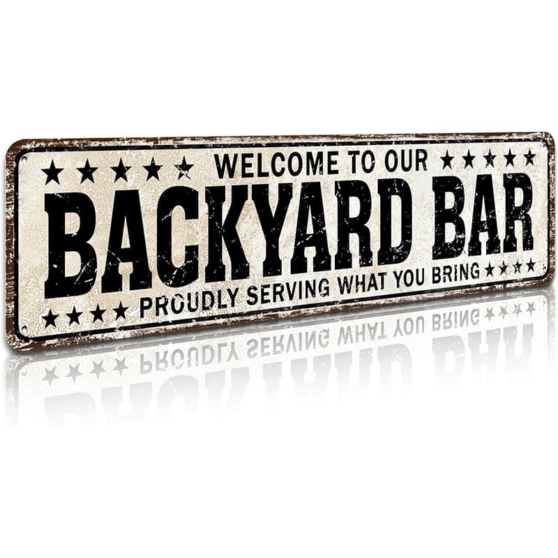 TEMU Fun Backyard Sign And Outdoor Pool Decor, Outdoor Bar Sign Beer Sign Poop Deck Decor, Welcome To Our Sign 10.16cm X 40.64cm
