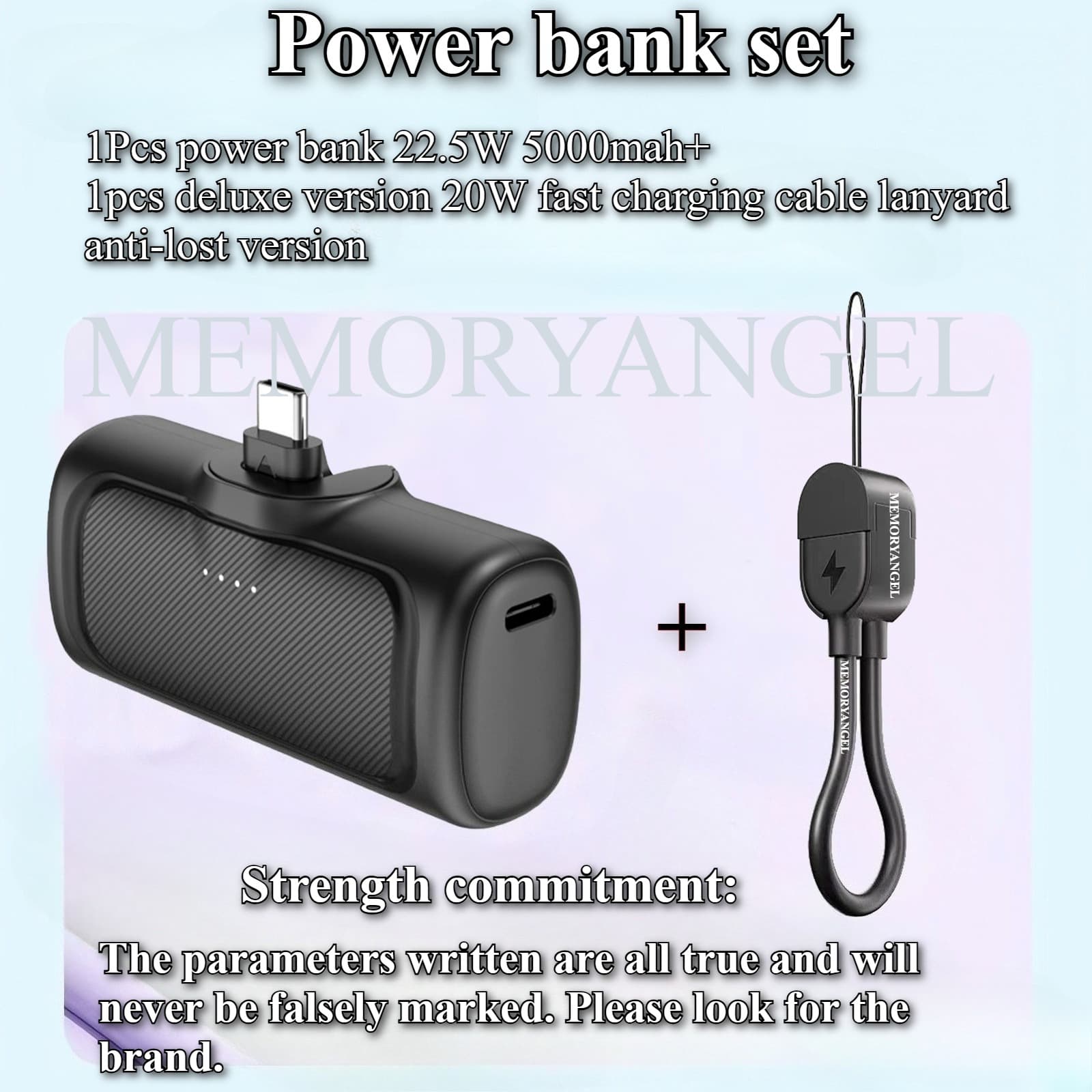 TEMU 22.5w Fast Charging, 5000mah Mini Portable Charger, Usb-c Power Bank, Universal , Usb Type-c, Mode, Rechargeable Lithium Polymer Battery, Suitable For Iphone 16/15 Series And Devices