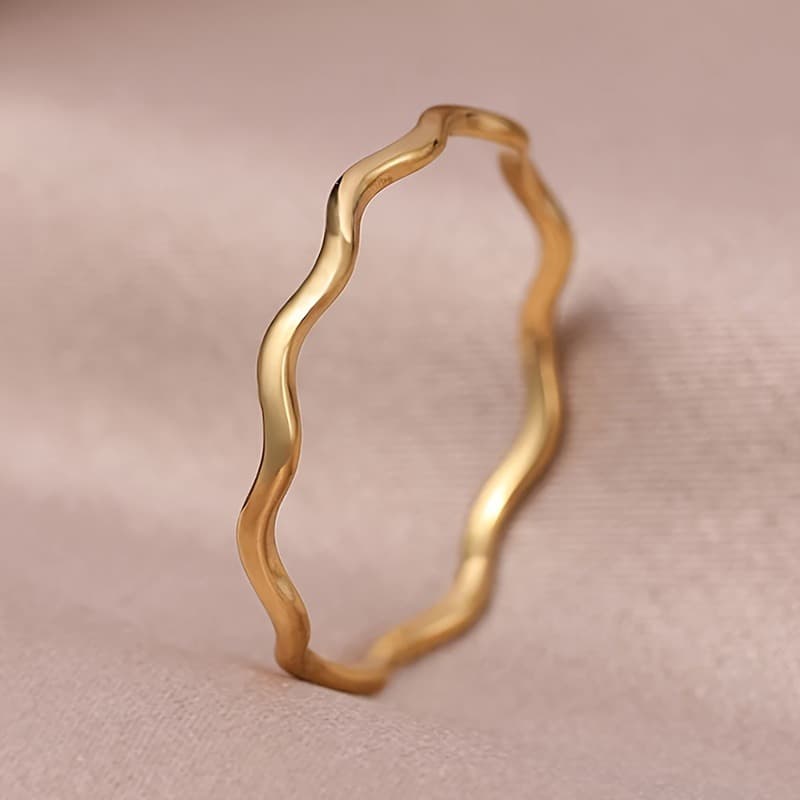 TEMU 1pc Women's Minimalist Ring - White Golden Plated Stackable Delicate Band For Everyday & Party Jewelry, Valentine's Day Gift, Versatile Accessory, Bling Accessories, Versatile Jewelry, Fine