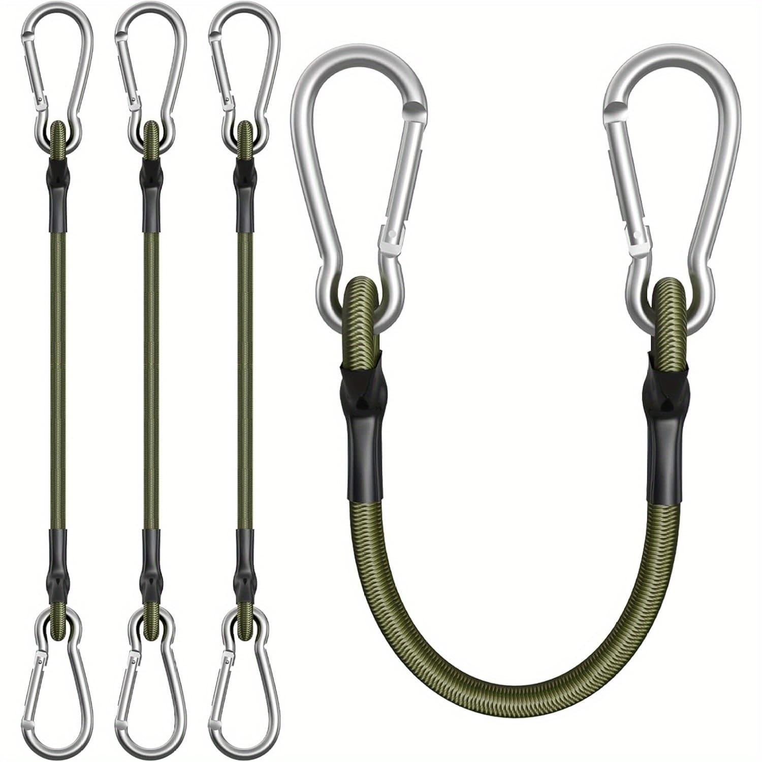 TEMU 4pcs Cords With Carabiner Hooks - Flexible And Durable 12 Inch Elastic Rope For Camping, Luggage, Cargo, And More
