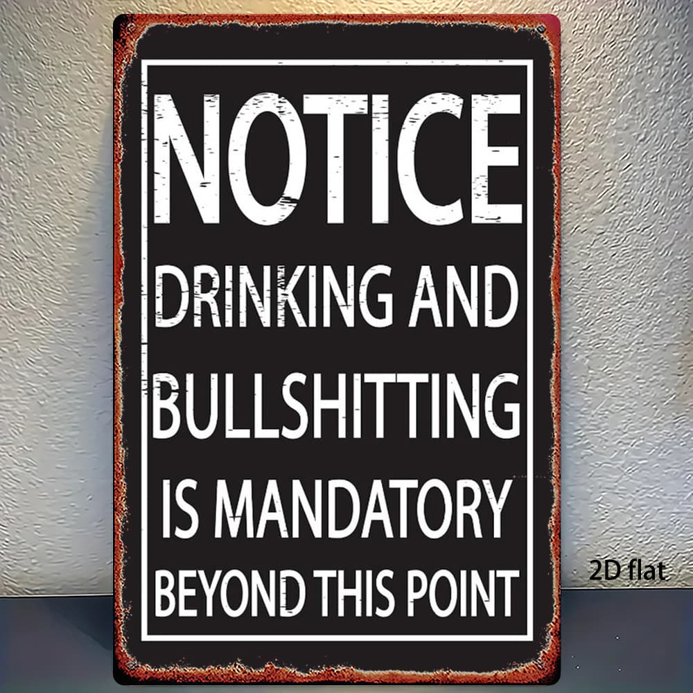 TEMU 2d Flat - A 2d Sign Featuring A Humorous Message About Drinking And , With A Vintage Metal Frame. This Wall Decor Is Suitable For Homes, Bars, Offices, Or Man Caves