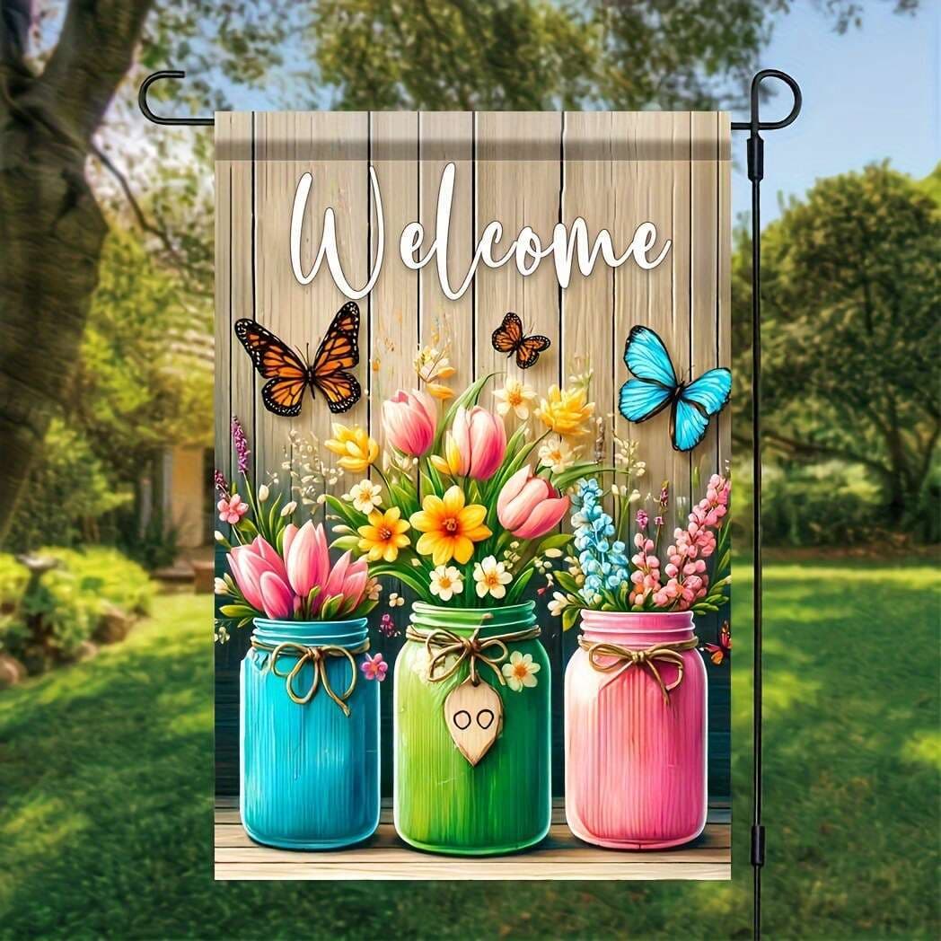TEMU 1pc, Tulip Vase Welcome 18x12 Inches, Garden Lawn , Home Outdoor Decor, Yard Decor