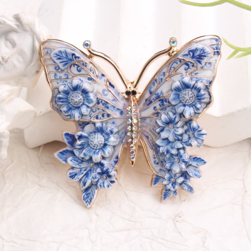 TEMU Exquisite Blue And White Porcelain Brooch With Detail, Elegant Oriental-themed Jewelry For Women, Perfect For Classical Charm To Outfits, Ideal Gift For Sophisticated Casual Enthusiasts