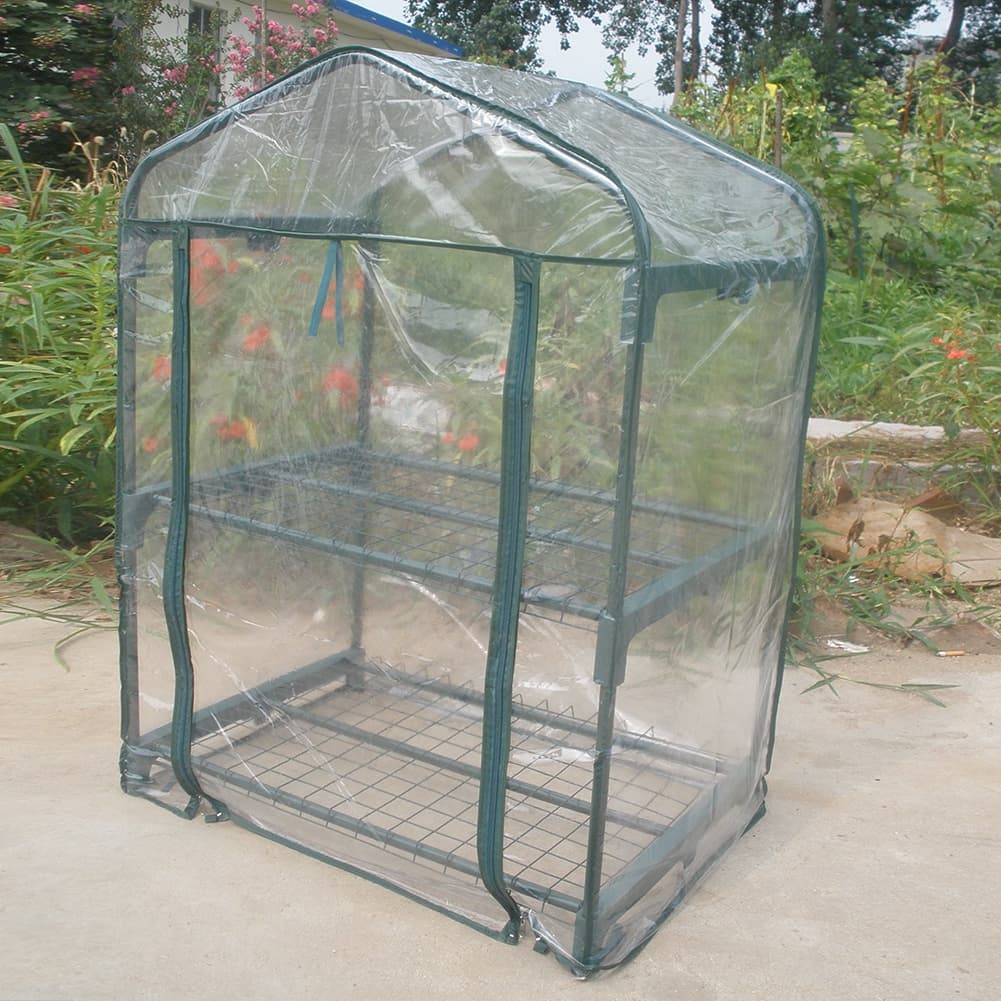 TEMU Portable Mini Greenhouse Cover - Transparent, Windproof & Rainproof With Zipper For Indoor/outdoor Gardening (shelf Not Included)