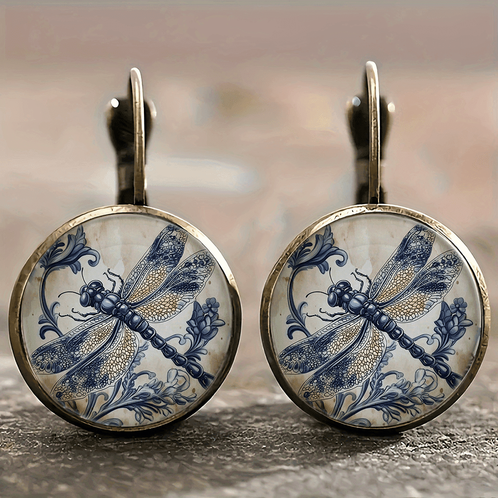 TEMU Vintage-style Alloy Earrings Featuring A Delicate Dragonfly Pattern, Perfect For Fashion Additions And Gifts. Lightweight Luxury Earrings Are Easy Yet Elegant
