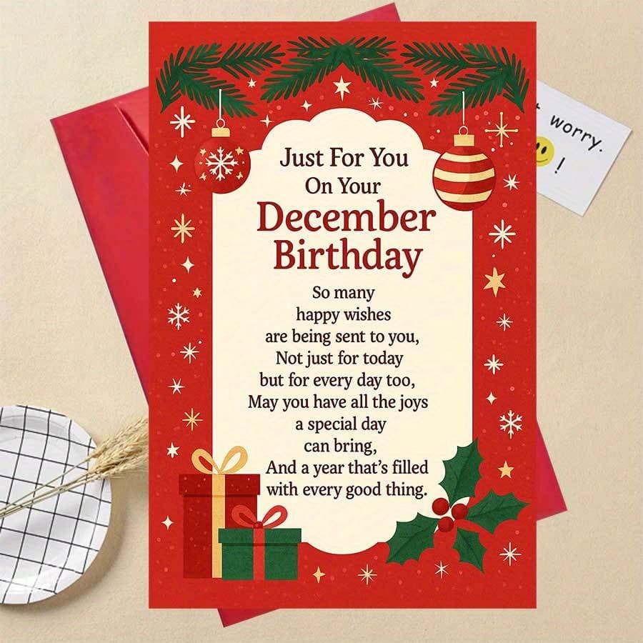 TEMU 1pcdecember Birthday Greeting Card With And Festive Design Perfect For And Colleagues Celebrating Winter Birthdays And Holiday