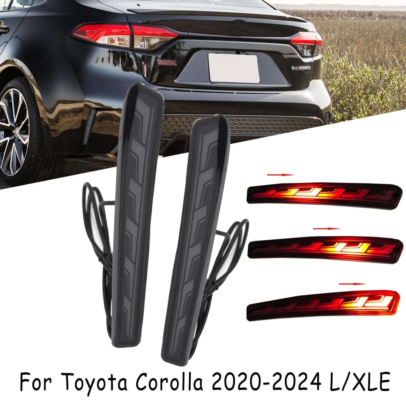 TEMU Pair Red Rear Bumper Led Tail Brake Lights Smoky For 2020 2021 2022 2023 2024 For Corolla, , Lights, Highquality Leds, Tailgate Lights, Owners, Vehicle Customizers