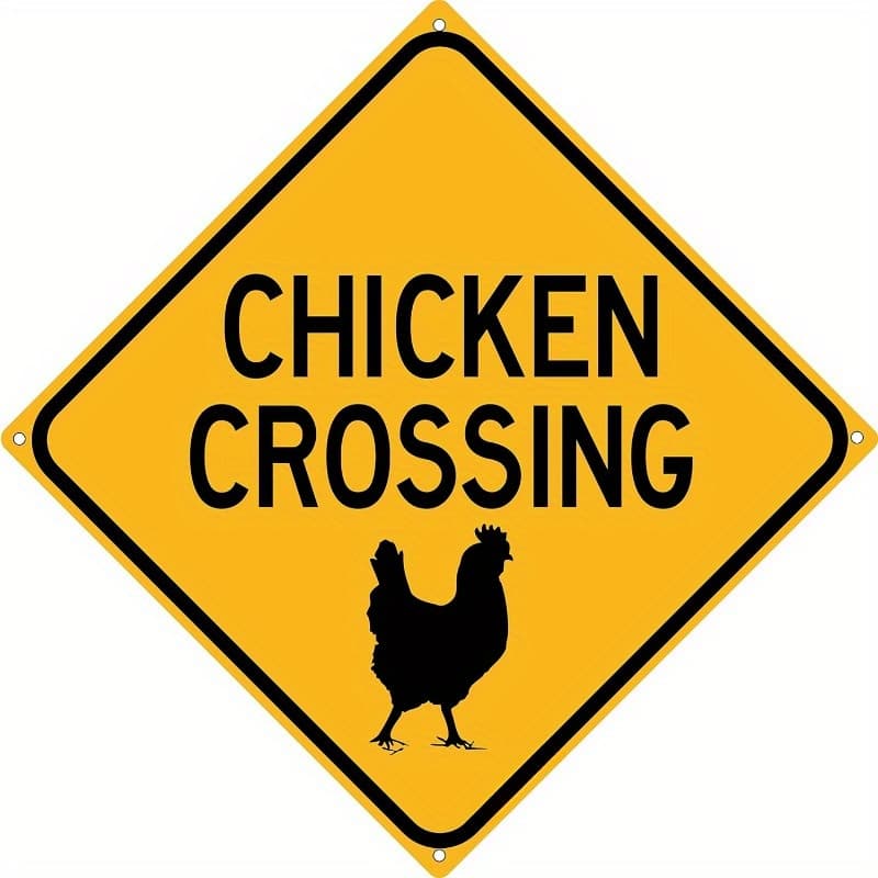 TEMU 8x8 Inch Funny Chicken Crossing Sign - Yellow Quadrilateral Metal Decor With Rooster Silhouette For Garden, Home, Or Farmhouse, Garden Decor | Design | Metal Sign Christmas Decorations