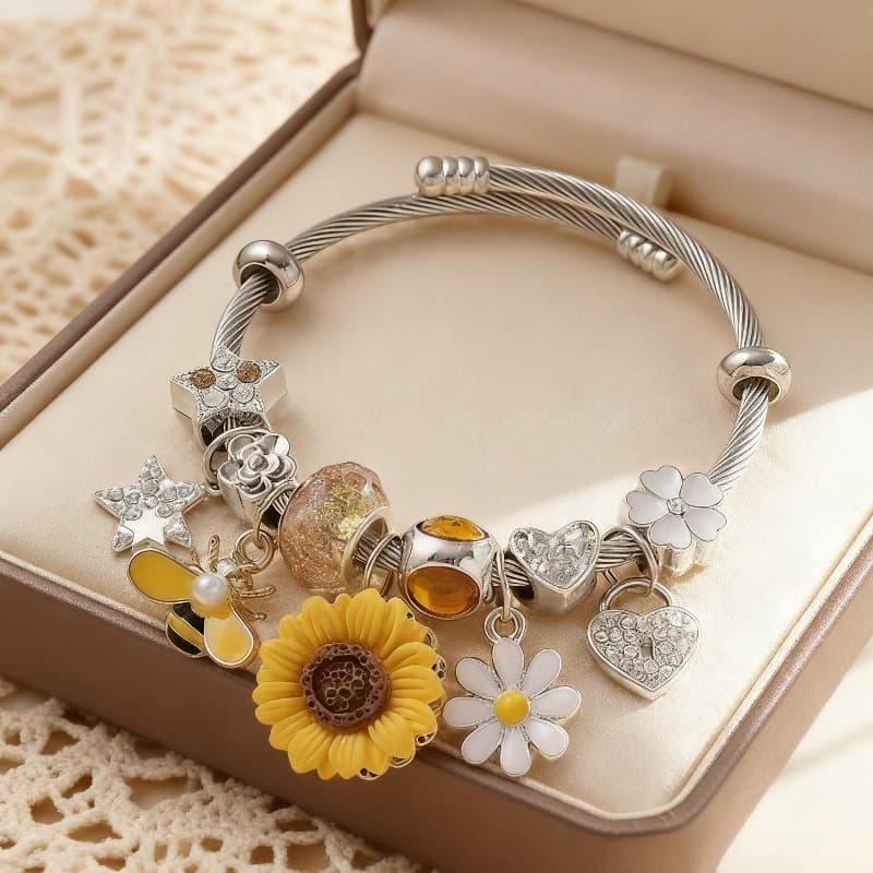 TEMU A Unique Multi-pendant Bracelet Hypoallergenic And Use During And Winter , Making It An Ideal Valentine's Day Present For A Partner. Get Offer, From Warehouse, On