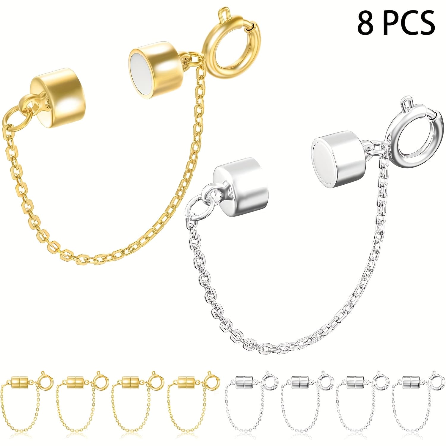 TEMU 8 Fashionable Bracelet Clasps With Long Chain Connectors, Bracelet Extenders, And , Suitable For Jewelry-making Accessories For Spring Festival, , And Father's Day