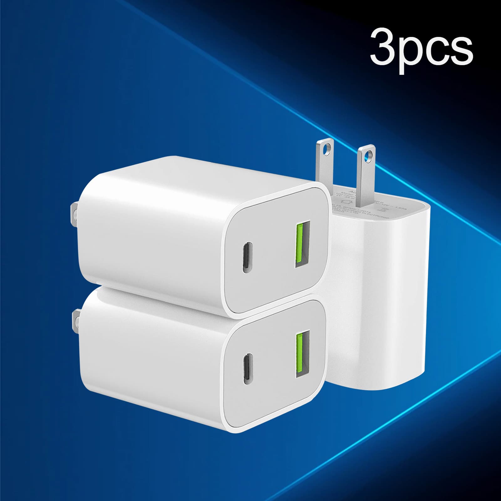 TEMU 3pcs Usb C Wall Charger Block, Dual Port Fast Type C Charging Block Plug Adapter