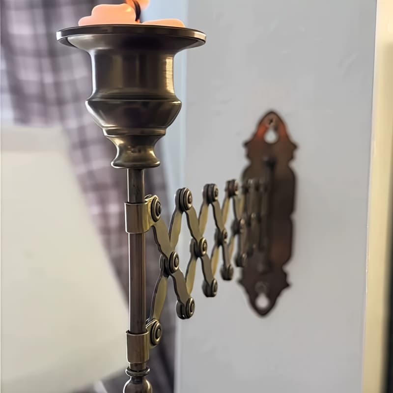 TEMU Classic Wall-mounted Telescopic Candle Holder Made Of Cast, Featuring A Foldable Design With An Elegant , Ideal For Halloween, Easter, Thanksgiving, And Holiday Decorations