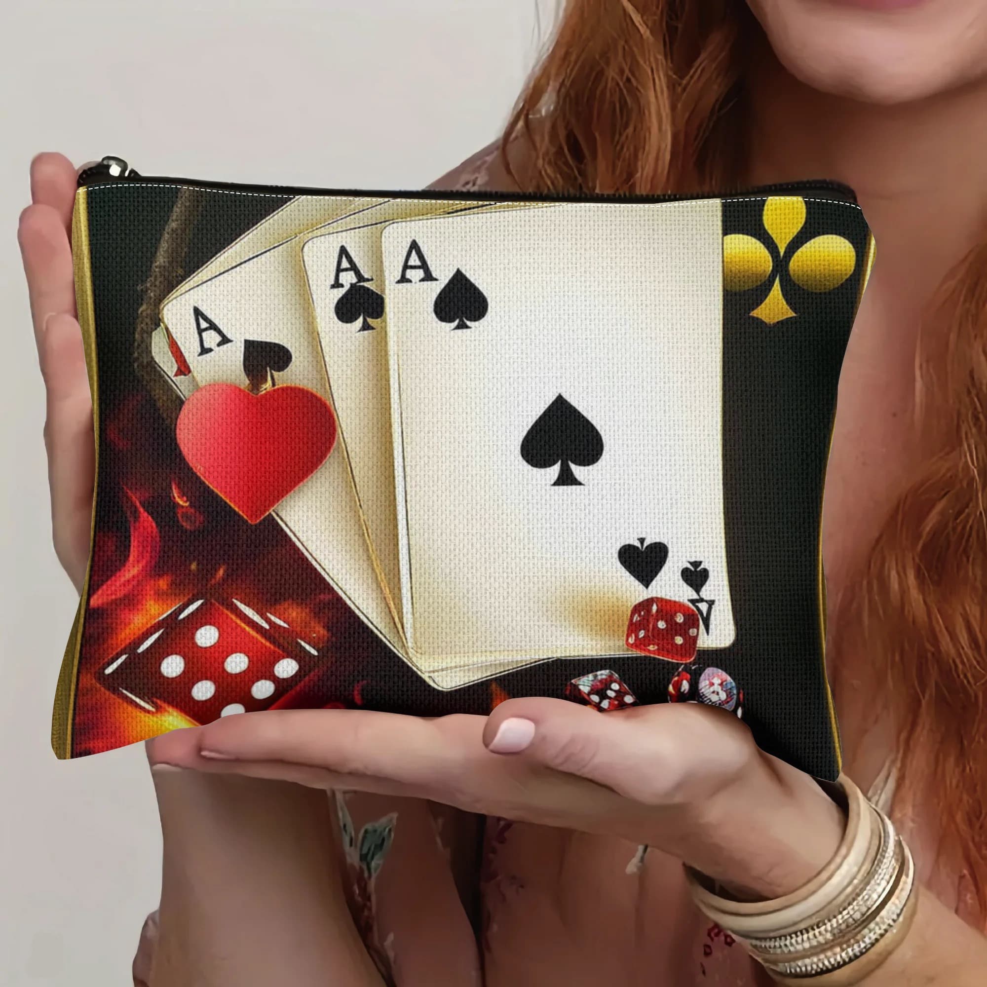 TEMU Poker A Makeup Bag, Card Game Cosmetic Bags Travel Toiletry Bag, Lightweight Makeup Pouch Stationery Bags Gifts For Women Wife Mother