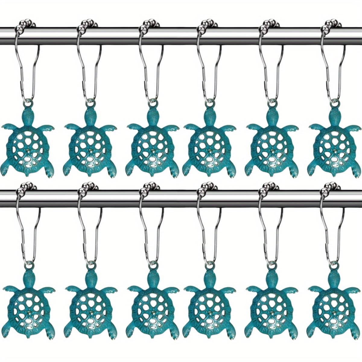 TEMU 12pcs/ Set Sea Turtles Shower Curtain Hooks Rings - Shower Hooks For Shower Curtain, Rust Proof Shower Curain Hooks Clips Bathroom Accessories Set, Ocean Tropical Beach Theme Bathroom Decor