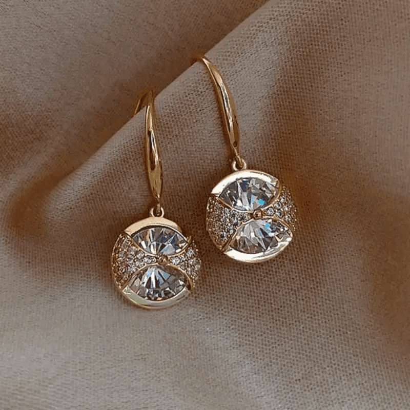 TEMU 1 Pair Exquisite Fashion Round Stud Earrings With Sparkling Synthetic Zirconia, Suitable For Women' Wear