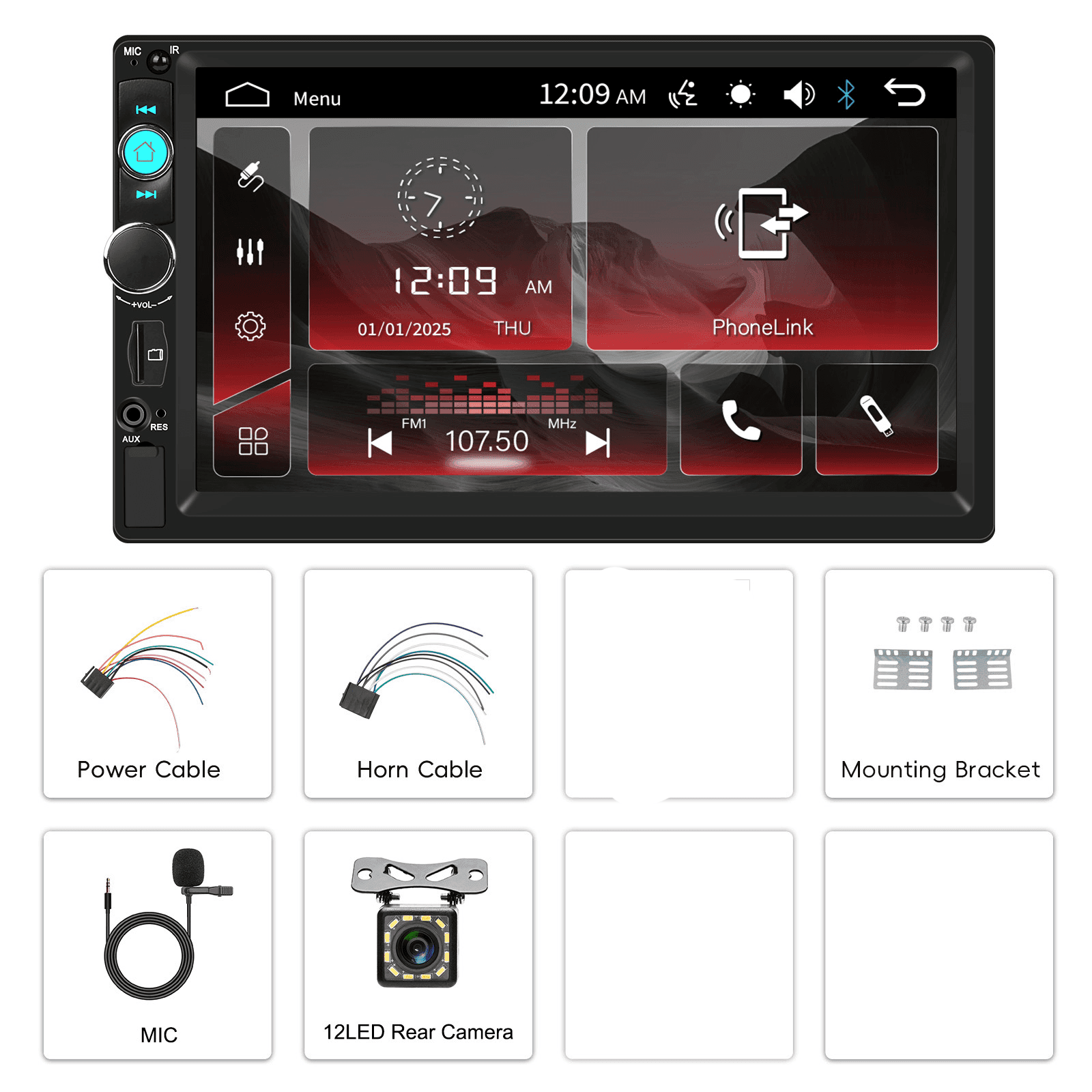 TEMU 7 Inch Hd Double Din Car Stereo Radio Mp5 Player With Backup Camera And Mic Support Bluetooth Touch Screen Usb Tf Fm Aux With Vehicle Entertainment System, Driving, , Daily , Car Enthusiasts