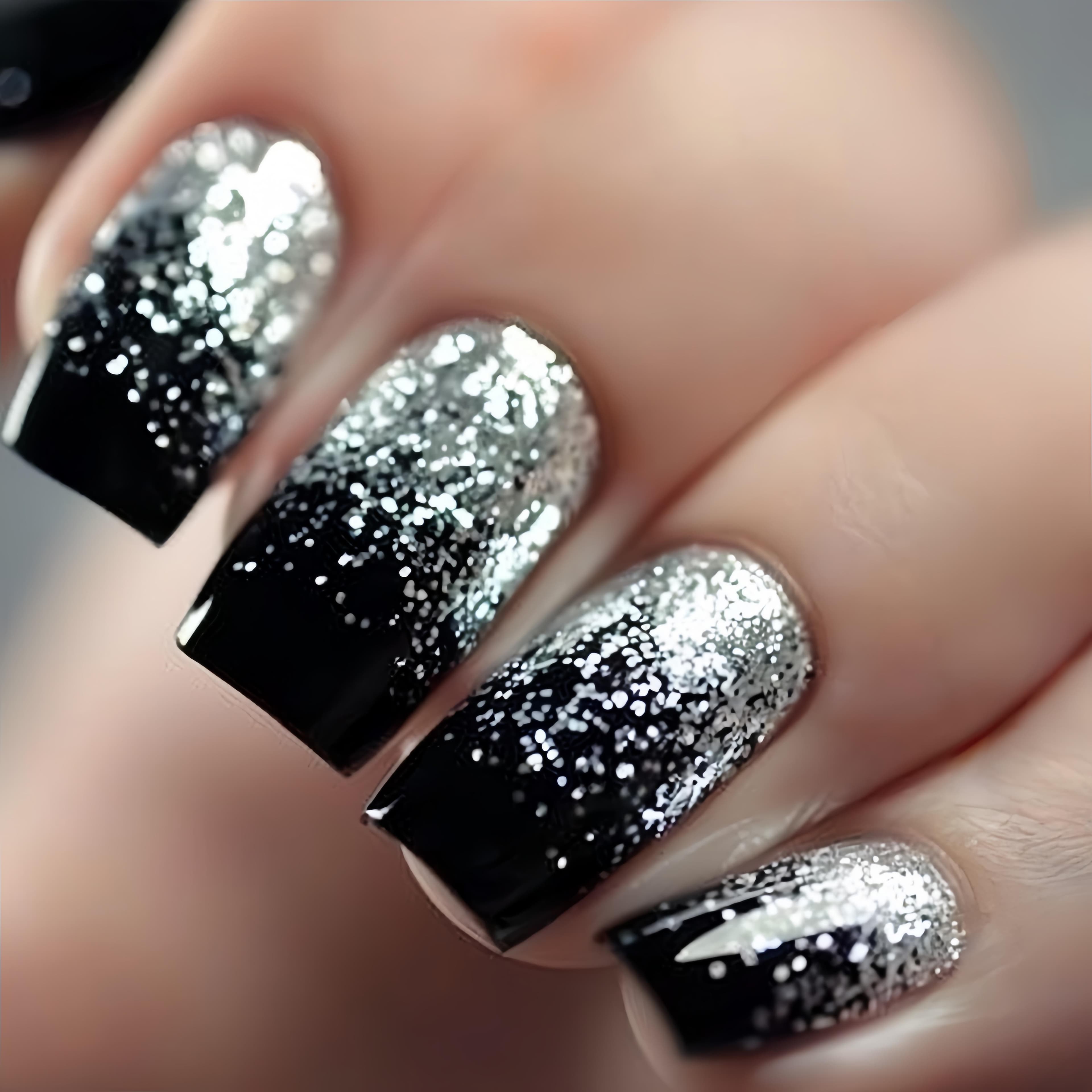 TEMU 24pcs Silvery Glitter Press-on Nails, Removable Fake Nails, Simple Manicure, Nail Art Gift For Women And, Nail Supplies