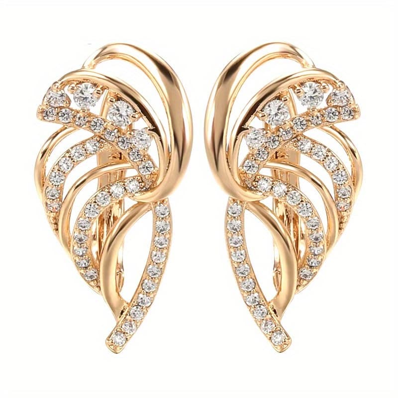 TEMU Exquisite Zirconia Flower Hoop Earrings Luxury Earrings For Women Banquet Elegant Jewelry
