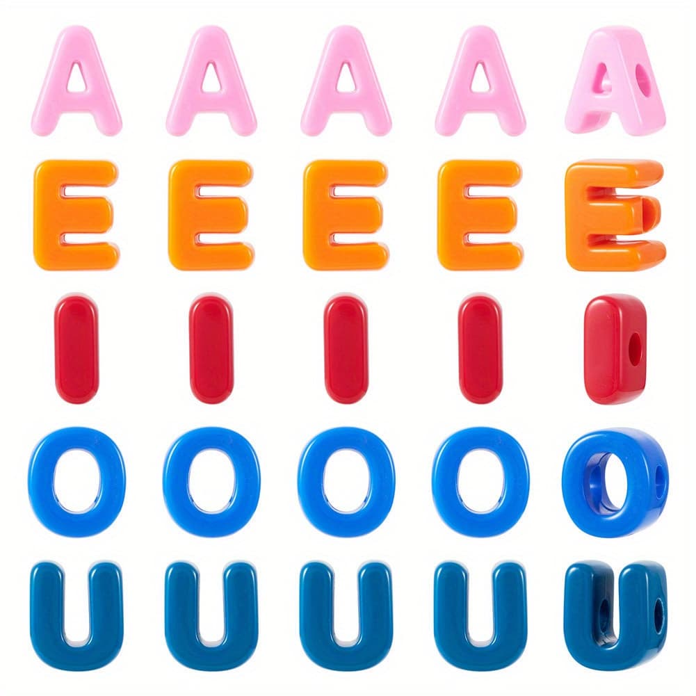 TEMU 50pcs Mixed Shapes Opaque Acrylic European Large Hole Beads Letter Bead Charms For Diy Bracelet Beading Kits, Beading Supplies 19.8~21x8.7~18.3x13.6~13.8mm