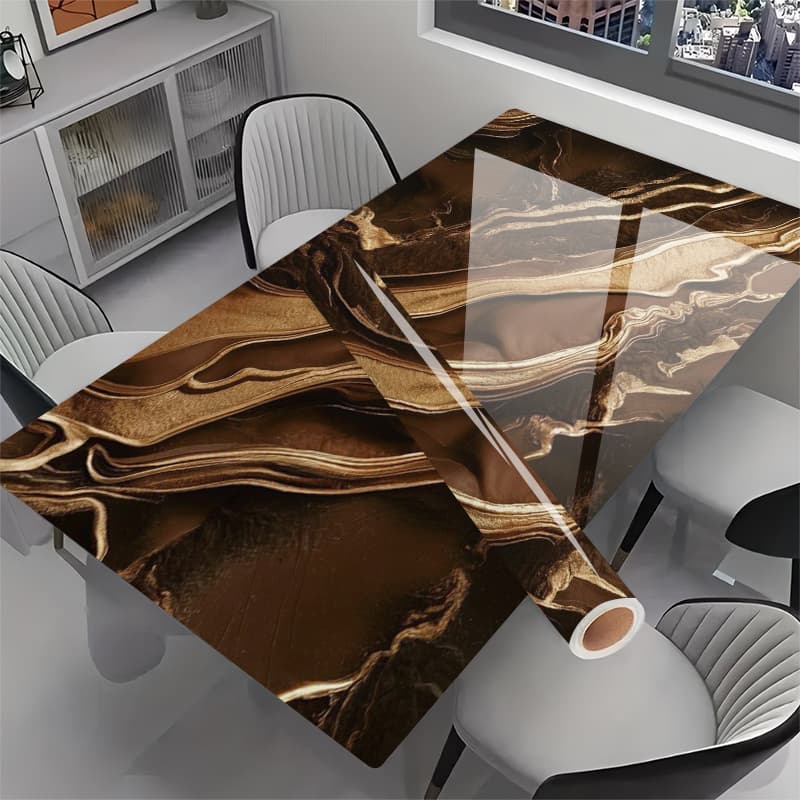 TEMU 1pc Luxury Pvc Marble Contact Paper With Golden - Waterproof Removable Glossy Desktop Protector Suitable For Desks, Cabinets, Drawers, Floors, Walls - Installation (marble)