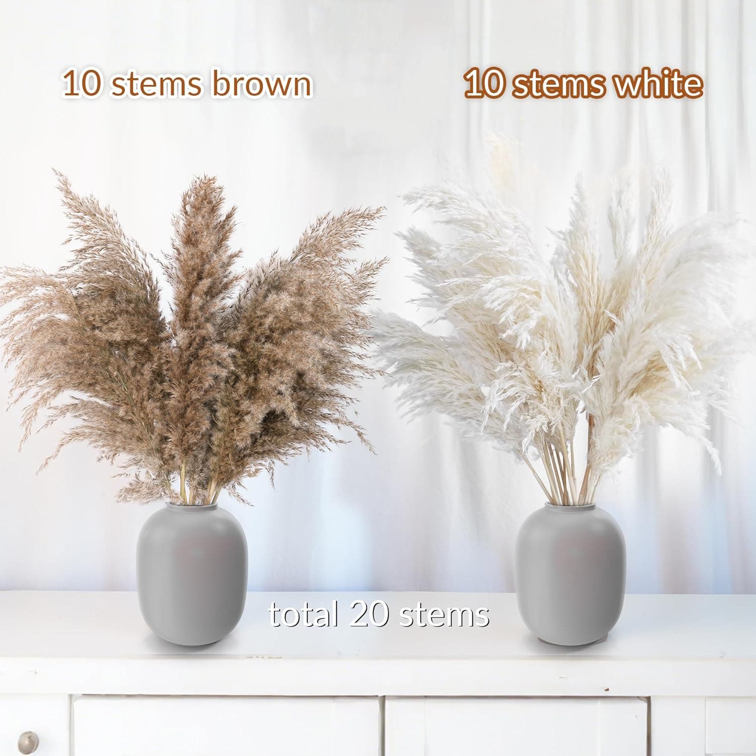 TEMU 20pcs 23.62-inch Tall Bouquet With Boho Feathers - White & Natural Suitable For Centerpieces, Floor Vase Fillers, Wedding, Living Room Decor, Tall Floor Vase Arrangements, Boho Decoration