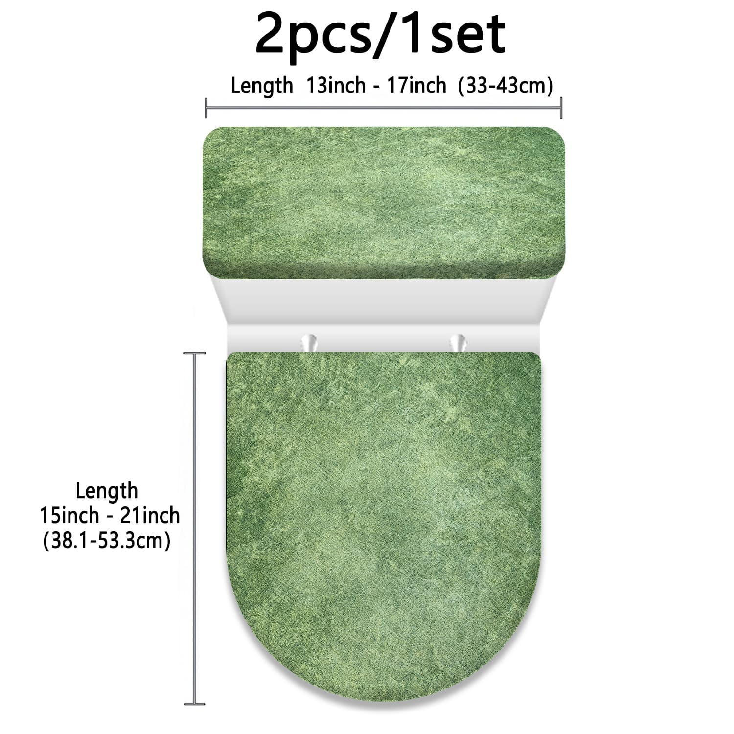 TEMU 2pcs Green Vein Texture Pattern Printed Toilet Lid And Tank Cover Cloth Set, 2d Flat Universal Bathroom Decorative Toilet Cloth Cover, Toilet Lid Cover, All-scene Applicable