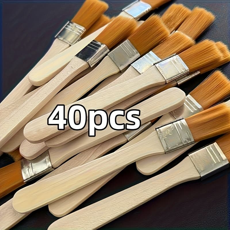 TEMU 40-pack Brushes For Small Paintbrushes Suitable For Watercolor,, Tempera - Ideal For, Diy Crafts, Wall & Ceiling Painting - Compact Brushes For Home Decor & Gift (40 Brushes)