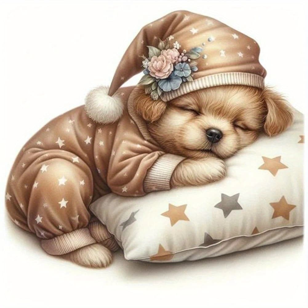TEMU Puppy Paint With Round Diamonds For Home Wall Decor