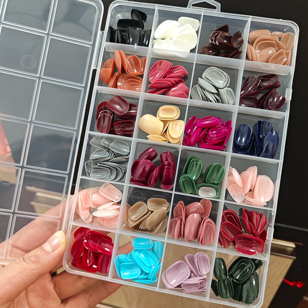 TEMU 576pcs/box Short Square False Nails Mixed Color Acrylic Full Cover Fake Nails Tips Extension For Women Wearable Press On Nails