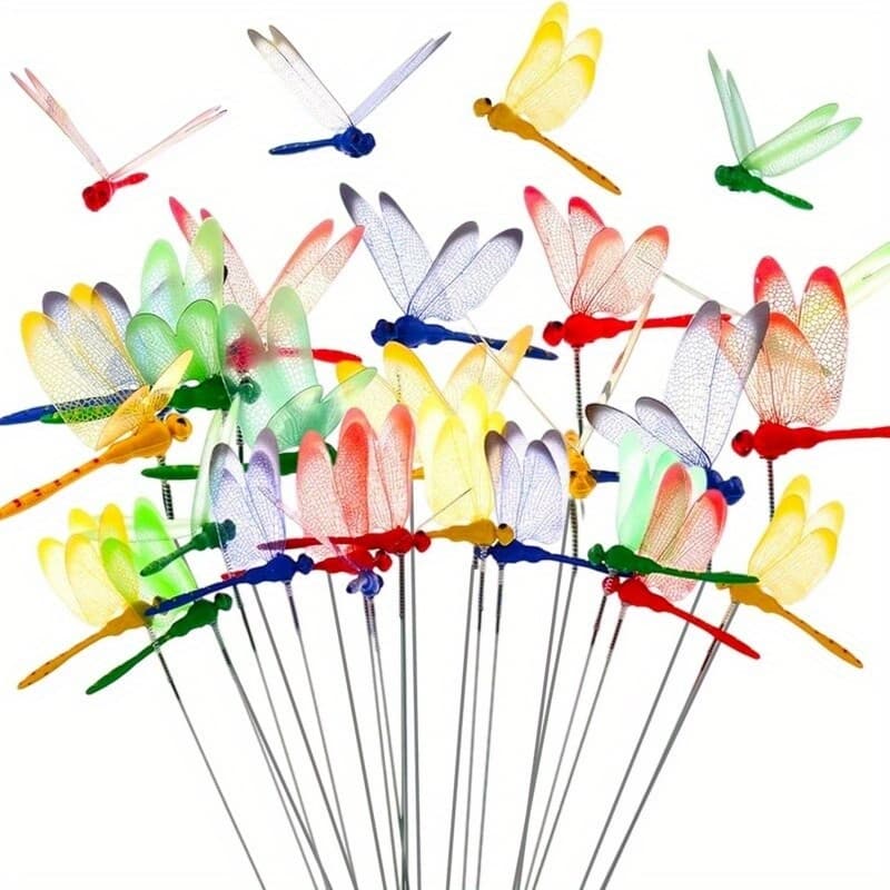 TEMU 【3d】 [3d] 24x Vivid Realistic 3d Dragonfly Garden Stakes For Indoor And Outdoor Flower Pots